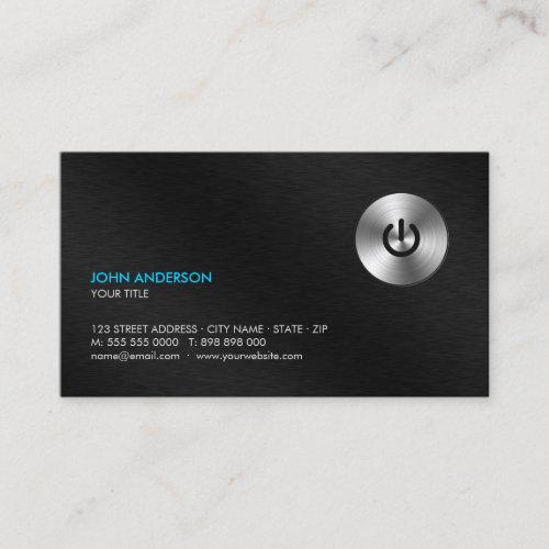 Stainless Steel Power Button Hi_Tech Professional Business Card