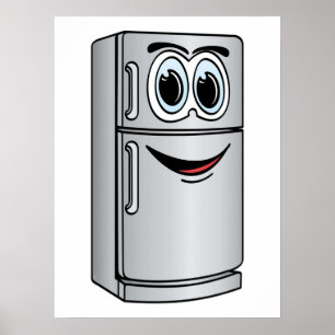 Stainless Steel Refrigerator Cartoon Poster