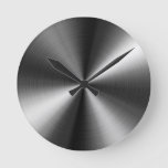 Stainless Steel Round Clock at Zazzle