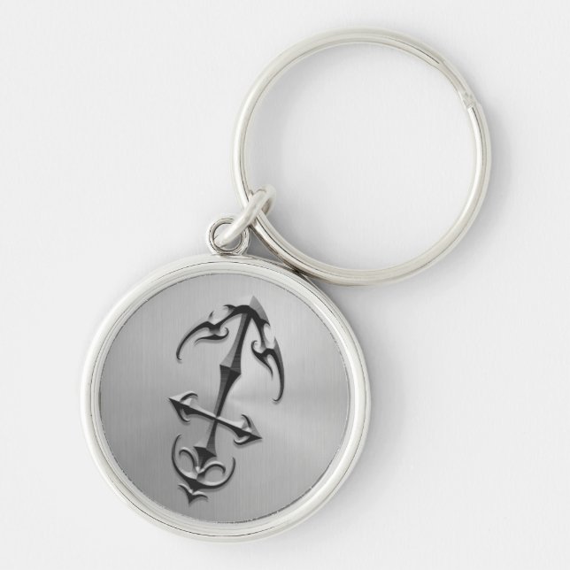 Stainless Steel Sagittarius Symbol Keychain (Front)