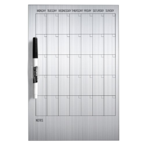 Stainless Steel Silver Calendar Month Planning Dry Erase Board