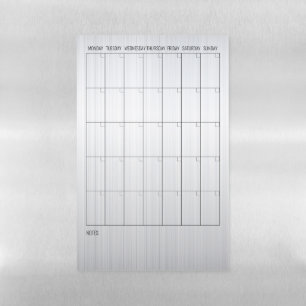 Stainless Steel Silver Calendar Month Planning Magnetic Dry Erase Sheet