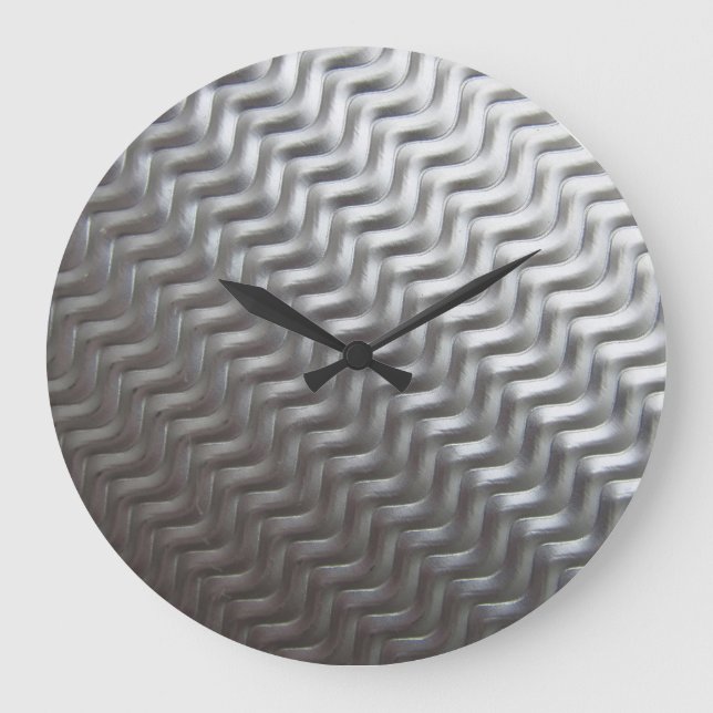 Stainless Steel Textured Industrial Metal Sheet Large Clock (Front)