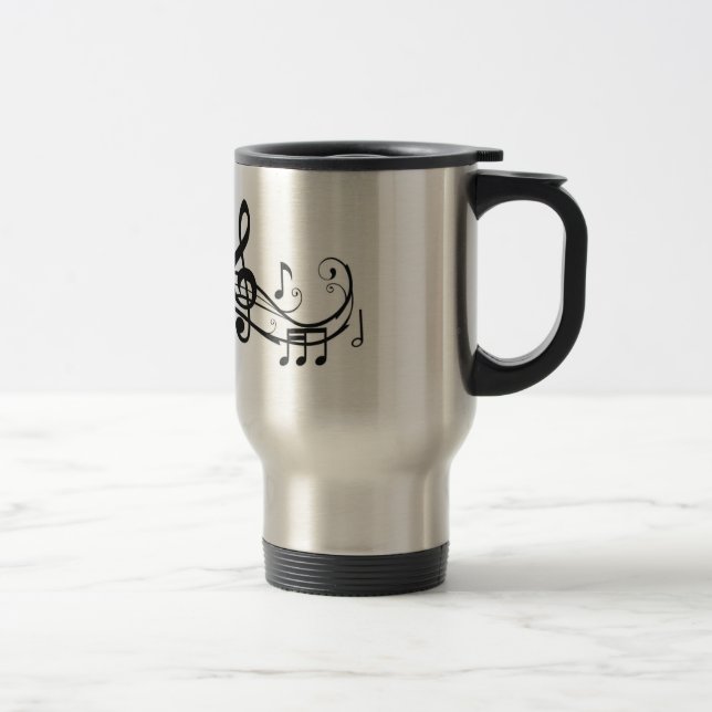 Stainless Steel Travel Mug with Music Notes (Right)