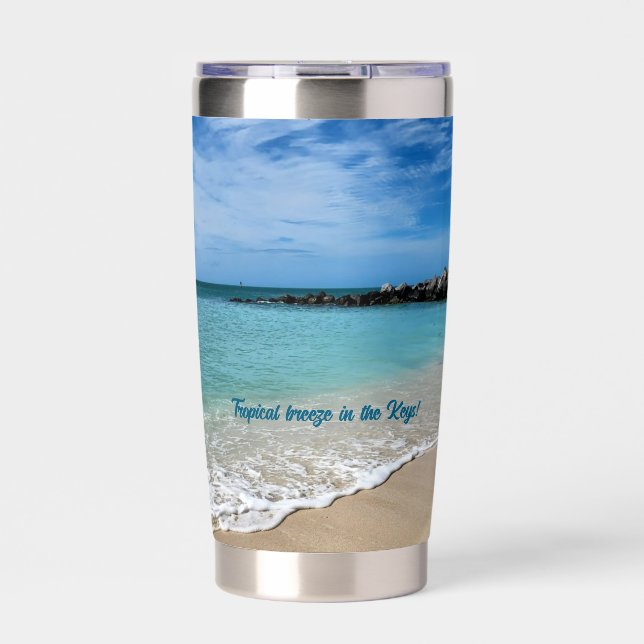 Stainless Steel tumbler & beach scene of Key West (Front)