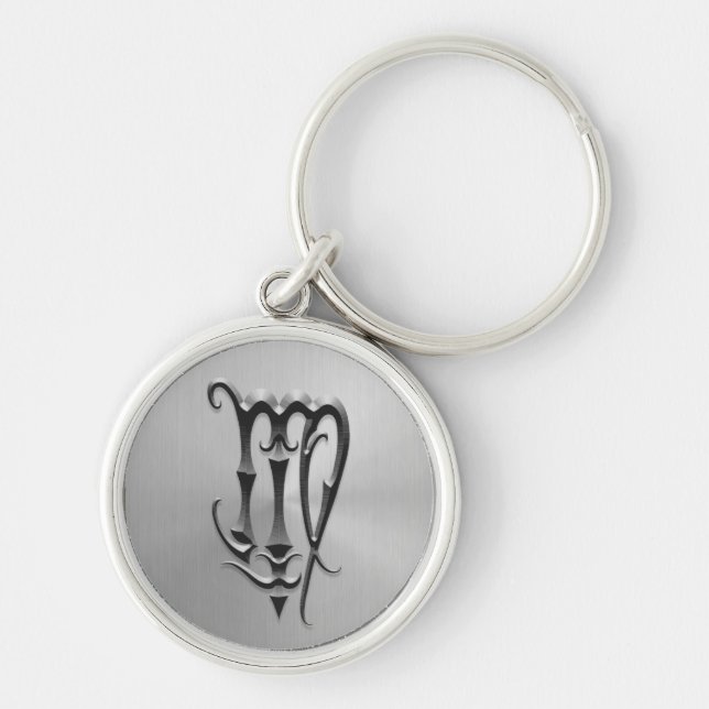 Stainless Steel Virgo Symbol Keychain (Front)