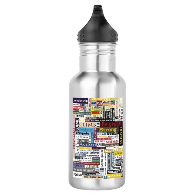 Stainless Steel Water Bottle - Sports Quotes (Right)