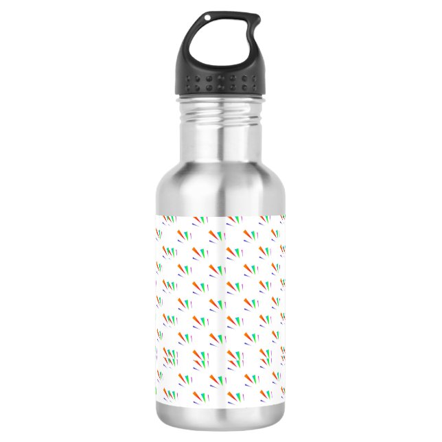 Stainless steel water bottle with a black cap  (Front)