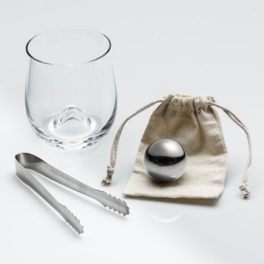 Stainless Steel Whiskey Ball Set with Rocks Glass (Glass Set)