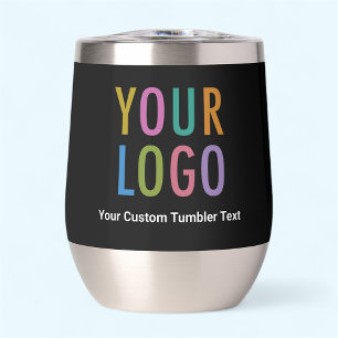 Stainless Steel Wine Tumbler Business Logo Black