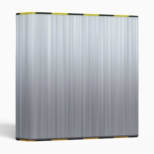 Stainless Steel with Hazard Stripes 3 Ring Binder