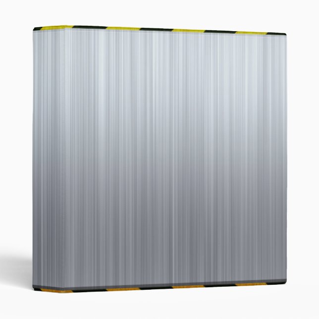 Stainless Steel with Hazard Stripes 3 Ring Binder (Front/Spine)