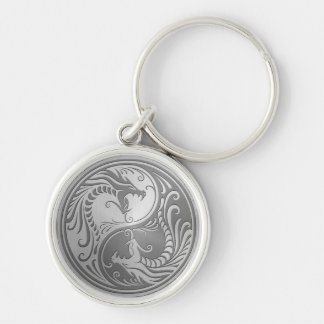 Stainless Steel Yin Yang Dragons Keychain