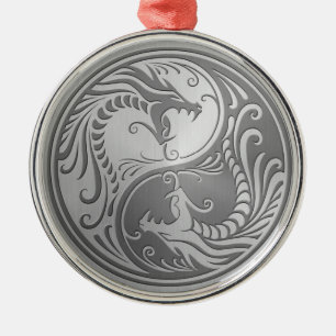 Stainless Steel Yin Yang Dragons Metal Ornament