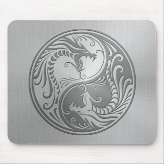 Stainless Steel Yin Yang Dragons Mouse Pad