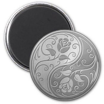 Stainless Steel Yin Yang Roses Magnet by JeffBartels at Zazzle