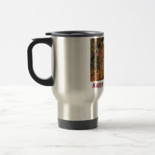 stainless travel mug. Happy Birthday. hippie/quo Mug