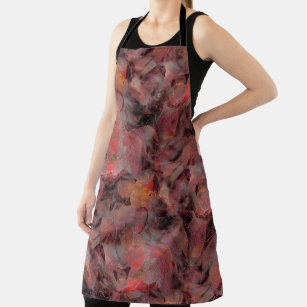 Stains in red hues on black grey grainy background apron