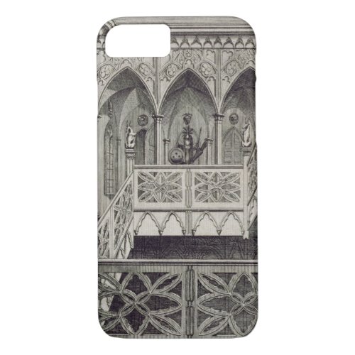 Staircase at Strawberry Hill engraved by J Newto iPhone 87 Case