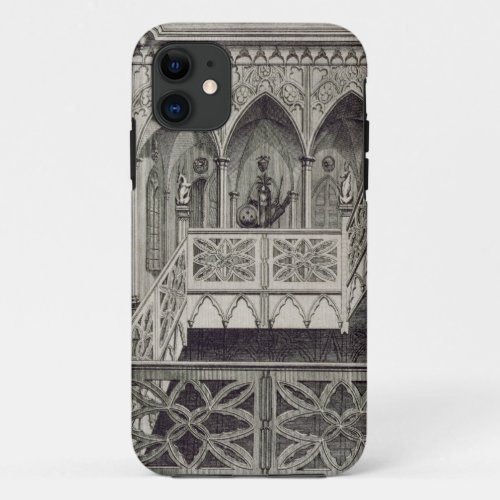 Staircase at Strawberry Hill engraved by J Newto iPhone 11 Case