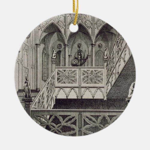 Staircase at Strawberry Hill engraved by J Newto Ceramic Ornament