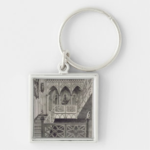 Staircase at Strawberry Hill, engraved by J. Newto Keychain
