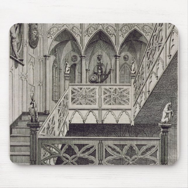 Staircase at Strawberry Hill, engraved by J. Newto Mouse Pad (Front)