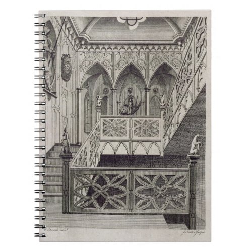 Staircase at Strawberry Hill engraved by J Newto Notebook