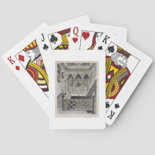 Staircase at Strawberry Hill, engraved by J. Newto Poker Cards