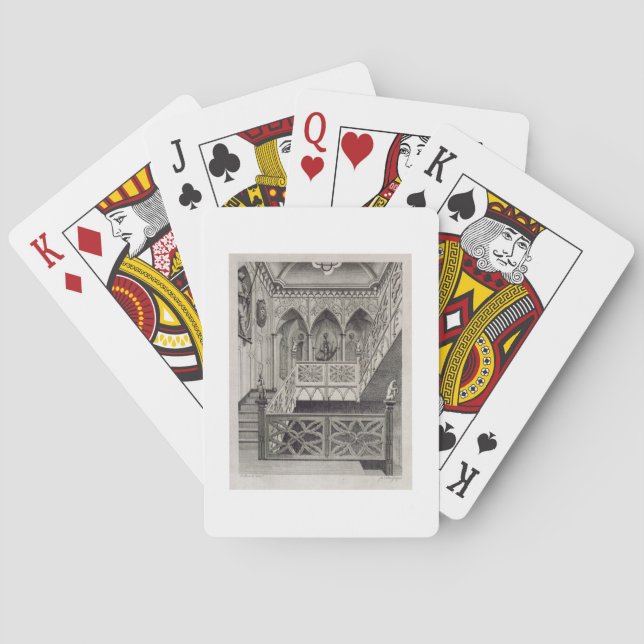 Staircase at Strawberry Hill, engraved by J. Newto Poker Cards (Back)