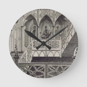 Staircase at Strawberry Hill, engraved by J. Newto Round Clock