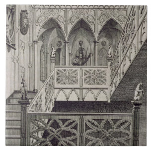 Staircase at Strawberry Hill, engraved by J. Newto Tile