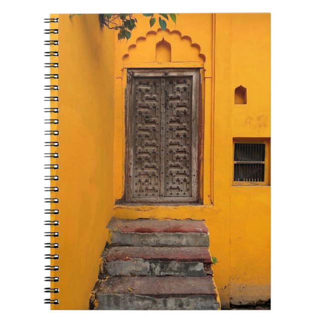 STAIRCASE IN FRONT OF WOODEN DOOR NOTEBOOK (Front)