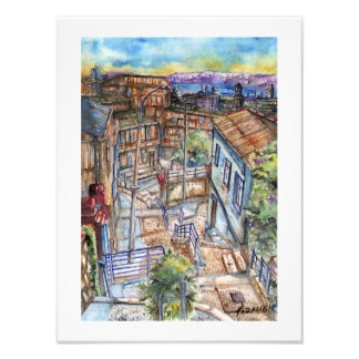Staircase to the plan of Valparaiso (watercolor). Photo Print