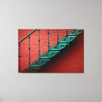 "Stairing" at a Red Wall Canvas Print