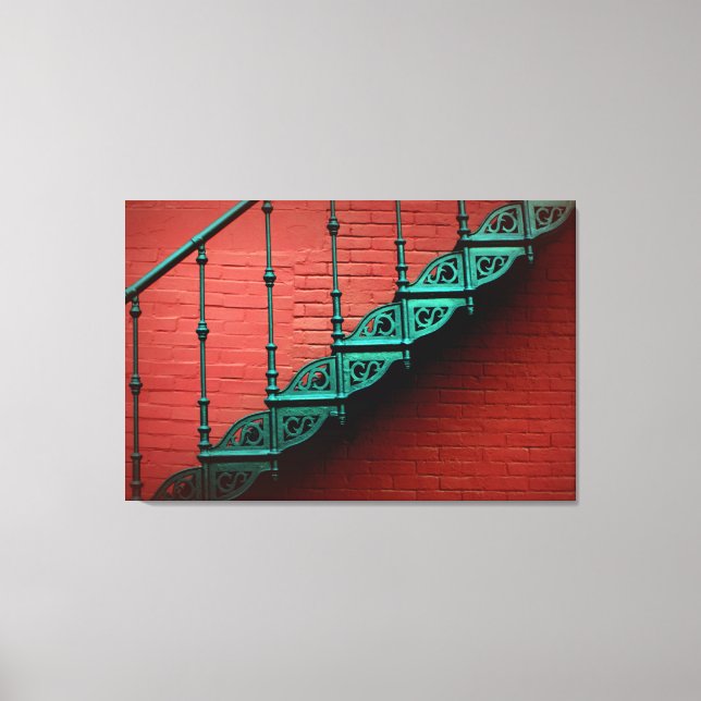 "Stairing" at a Red Wall Canvas Print (Front)