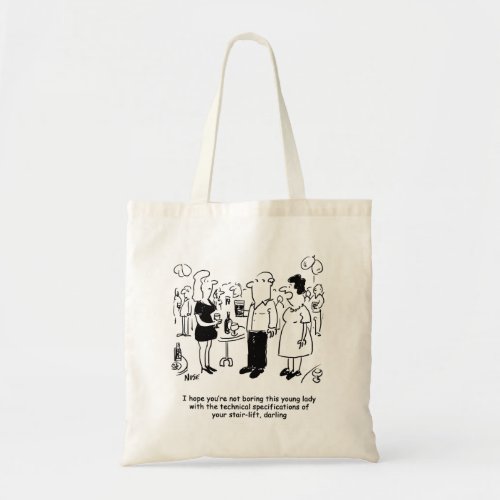 Stairlift specifications cartoon tote bag