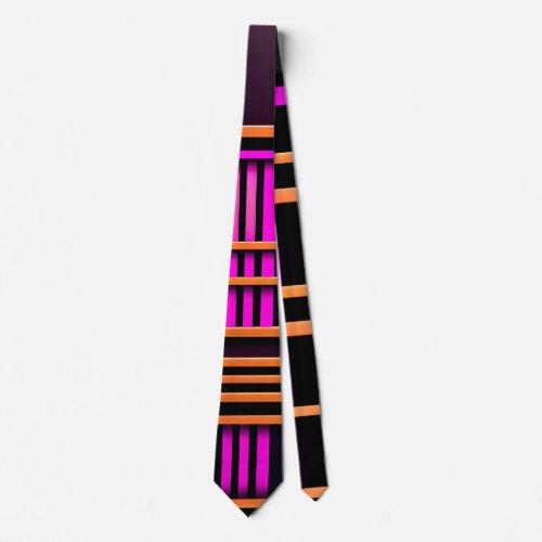 Stairs Black Pink Amou Isometric Pattern Neck Tie