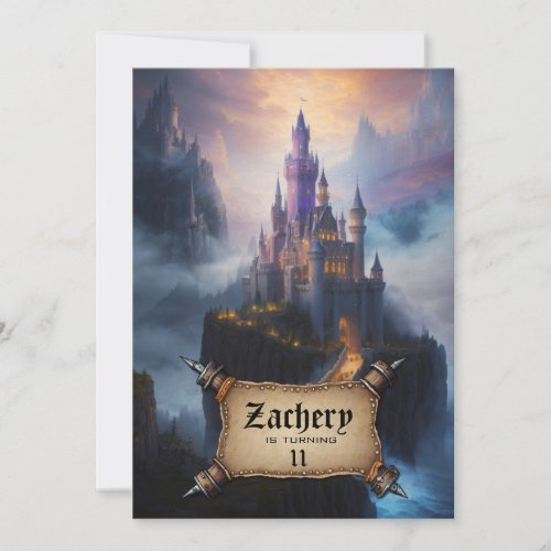  Stairs Castle Medieval Fantasy AP88 Birthday Invitation