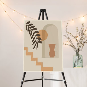 Stairs Leaf Vase Sun, Boho Abstract Geometric Art Foam Board