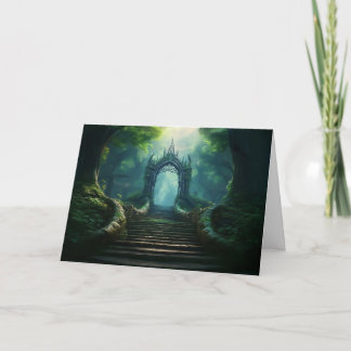 Stairs to Ancient Gate in Enchanted Forest Card