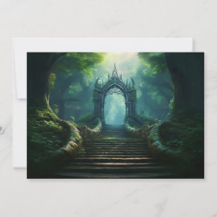 Stairs to Ancient Gate in Enchanted Forest Holiday Card