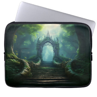 Stairs to Ancient Gate in Enchanted Forest Laptop Sleeve