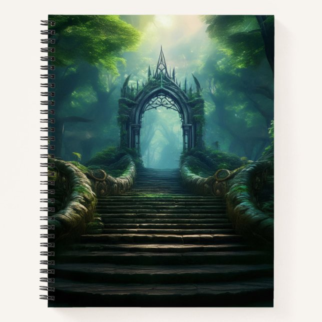 Stairs to Ancient Gate in Enchanted Forest Notebook (Front)