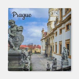 Stairs with stone angels at Loreto Prague church Magnet