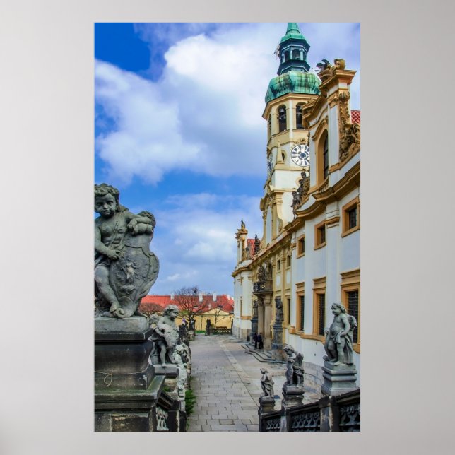 Stairs with stone angels at Loreto Prague church Poster (Front)
