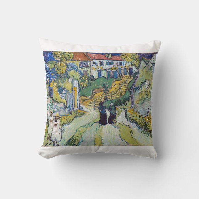 Stairway at Auvers 1890 by Vincent van Gogh Throw Pillow (Front)