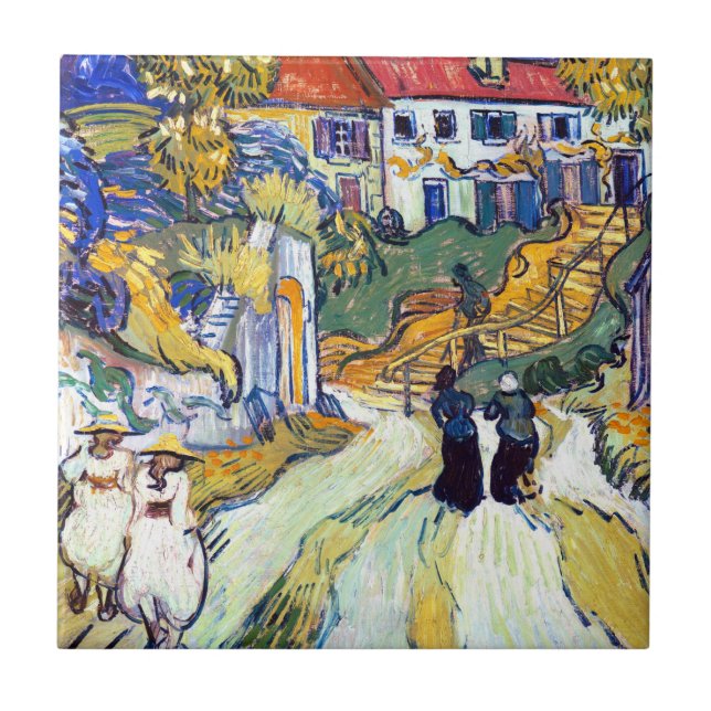 Stairway at Auvers by Vincent Van Gogh   Ceramic Tile (Front)