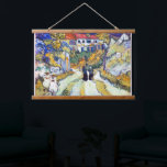 Stairway at Auvers by Vincent Van Gogh   Hanging Tapestry<br><div class="desc">The Vincent van Gogh's Stairway at Auvers (1890) famous landscape painting features expressive, swirling lines of the foreground road move backward to the center of the composition and join the base of a stairway on which an elderly man with a stick descends. Chestnut trees are in flower to the right...</div>