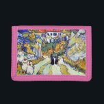 Stairway at Auvers by Vincent Van Gogh   Trifold Wallet<br><div class="desc">The Vincent van Gogh's Stairway at Auvers (1890) famous landscape painting features expressive, swirling lines of the foreground road move backward to the center of the composition and join the base of a stairway on which an elderly man with a stick descends. Chestnut trees are in flower to the right...</div>